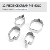 Lot de 12 emporte-pièces en acier inoxydable en forme de crème glacée pour la décoration de pâtisseries et la confection de biscuits, idéal pour le bricolage
