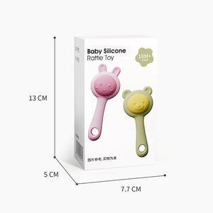 Jouets de dentition et hochets en silicone 2-en-1 Lapin avec étui de rangement – Cadeau pour nouveau-né, développement sensoriel et motricité fine - Product Image 6