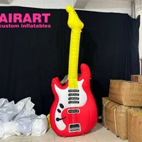Décoration de scène de musique sur mesure en usine guitare rouge gonflable, ballon de modèle de jouet de guitare gonflable