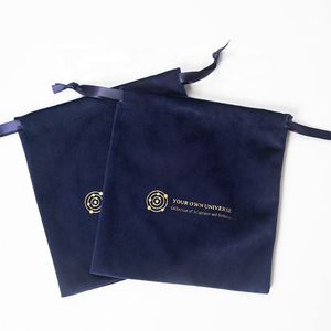 Custom Logo Printing Soft Blue Plush Velvet <b>Pouch</b> <b>Drawstring</b> Handbags Perfume Cosmetic Velvet Bags - Product Image 4