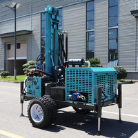 Machine de forage de puits d'eau 300m SM300, type roues, diesel, portable