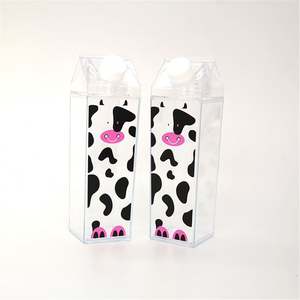 500Ml 1000Ml Cute Custom Colored Milk Bottle Plastic <b>Clear</b> Transparent Colored Cartoon Acrylic Plain Juice Milk <b>Box</b> Shaped Water - Product Image 2