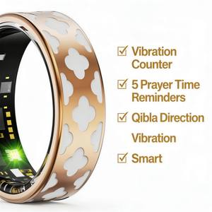 Anillo de Oración Inteligente, Contador de Tasbeeh Musulmán, Recordatorio de Vibración de Zikr, Brújula, Dirección de la Qibla, Resistente al Agua para Hombres - Product Image 1