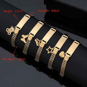 Personalized Logo Stainless Steel Fashion Glossy Bracelet Simple Fresh and Elegant Mesh Link <b>Chain</b> Children's Bracelet - Product Image 3