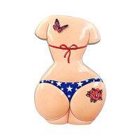 Autocollants magnétiques créatifs en résine, forme de corps de femme en lingerie sexy, design 3D amusant de fesses avec étoiles et rayures, idée cadeau unique
