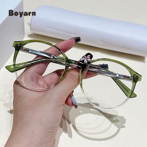 Boyarn TR90 معدني جميل وأنيق عين كمبيوتر كلاسيكية إطار دائري متعدد الألوان نظارات مضادة للضوء الأزرق - Product Image 1