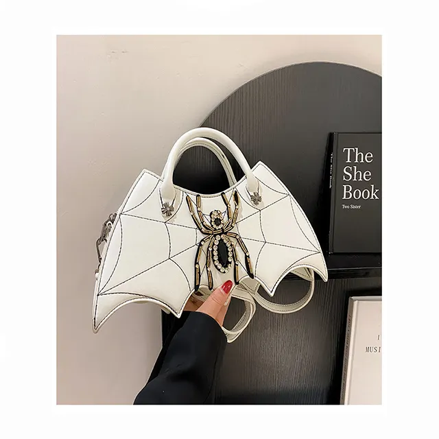 Hot selling Bat Wing Shoulder Bag PU Leather Spider Web Crossbody Handbags for Women Halloween Purse Female