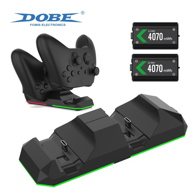 DOBE Xbox Dual Controller Charging Dock with 2PCS 4070mWh Rechargeable Battery for Xbox Series/Xbox One Edge 2 with