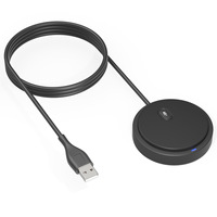 Microphone à condensateur omnidirectionnel USB filaire 360°, câble USB-A de 2 m, microphone léger, portable et fin pour l'enregistrement de conférences