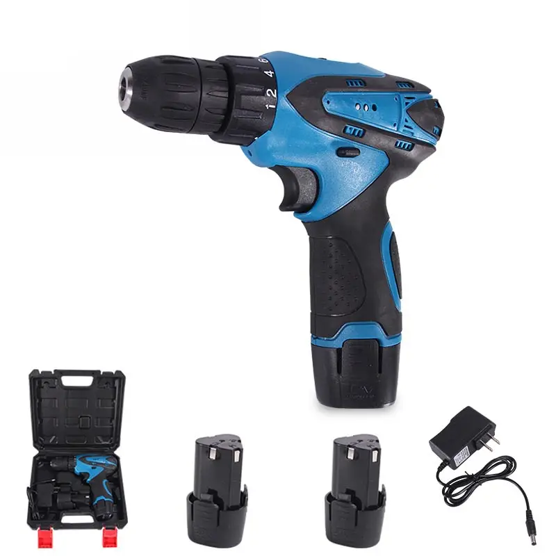 12V Rotatable Brush Cordless Drill Driver Screwdriver Set With Batteries Electric Drill