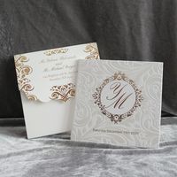 Gaya buku persegi dengan pola timbul Hardcover undangan pernikahan kustom kartu undangan ulang tahun kartu RSVP