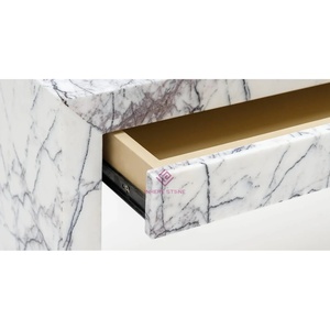 Contemporaneo in marmo New York scrivania da studio con venature viola superficie in marmo bianco per la scrittura e la sala studio dell'home Office - Product Image 3
