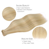 Extensions capillaires russes Remy à bandes adhésives, 40 pièces, 100g, 18 pouces, double épaisseur, blond clair avec mèches blond doré, lisses