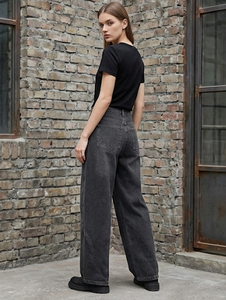 Pantalones Vaqueros Anchos de Mezclilla Retro Y2K para Hombre y Mujer, de Cintura Alta, Pierna Recta, Casuales, de Algodón, con Lavado Ácido - Product Image 3