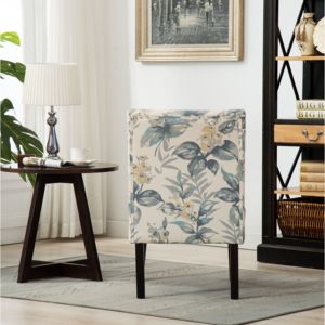 DB Capa Print Tela de algodón Sin brazos Hojas azules Silla decorativa contemporánea - Product Image 5