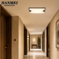 Plafonnier carré en albâtre, design moderne et luxueux, en laiton, avec éclairage LED, interrupteur, lumière chaude 3000K, 220V, pour chambre à coucher