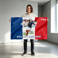 Drapeau personnalisé du monde 3x5FT, drapeau de la France en polyester 100D, imperméable, double face, bannière promotionnelle pour événements sportifs de football
