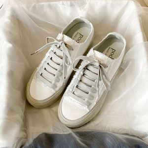 Zapatillas Blancas para Mujer con Suela Gruesa y Plataforma Integrada en el Talón, Zapatos de Moda de Satén para Primavera y Otoño - Product Image 4