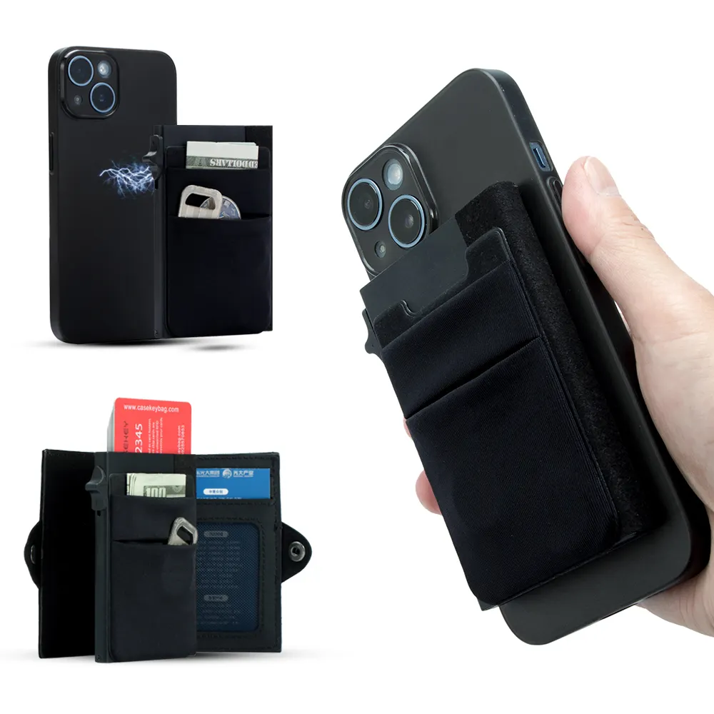 Nieuw Product Rfid Echt Lederen Zakelijke Smart Creditcard Case Portemonnee Mini Slanke Minimalistische Magnetische Pop-Up Portemonnee Voor Telefoon