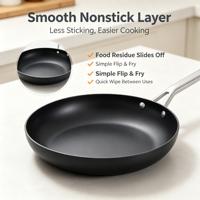 Poêle à frire antiadhésive anodisée dure de 12 pouces, compatible lave-vaisselle, compatible avec les cuisinières à gaz et électriques, pour une utilisation quotidienne.