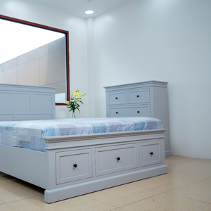 AMANDA Solid Wood Tallboy Cabinet <b>Table</b> Ready-to-assemble Bedroom Furniture <b>Space</b>-<b>Saving</b> for Living Room Made in Vietnam - Product Image 2