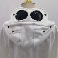 Sweat à capuche unisexe d'hiver avec fermeture éclair, masque pour les yeux intégré, porte-lunettes, doublure en polaire de coton, capuche personnalisée, broderie, respirant, décontracté