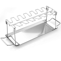 Support de cuisson robuste en acier inoxydable pour cuisses et ailes de poulet, 14 emplacements, pour barbecue, fumoir, four, rôtissoire, cuisine extérieure