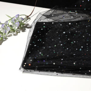 Tissu en tulle à paillettes holographiques en gros d'usine avec de gros et de petits points pour robes de <span class=keywords><strong>princesse</strong></span>, voiles, vêtements de scène - Product Image 2
