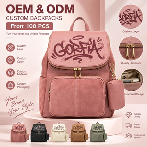 Mochila de Viaje Rosa de Gran Capacidad, Mochila Escolar Casual de Cuero PU con Múltiples Bolsillos, Logotipo Personalizado OEM ODM Marca Privada - Product Image 1
