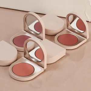 Sesuaikan merek logo sendiri untuk vegan unik highlighter bronzer contour makeup longgar perona pipi bubuk label pribadi