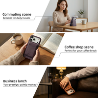Étui de téléphone magnétique personnalisé avec logo, en cuir PU, porte-cartes détachable, béquille, antichoc, intérieur floqué pour iPhone 17 Pro