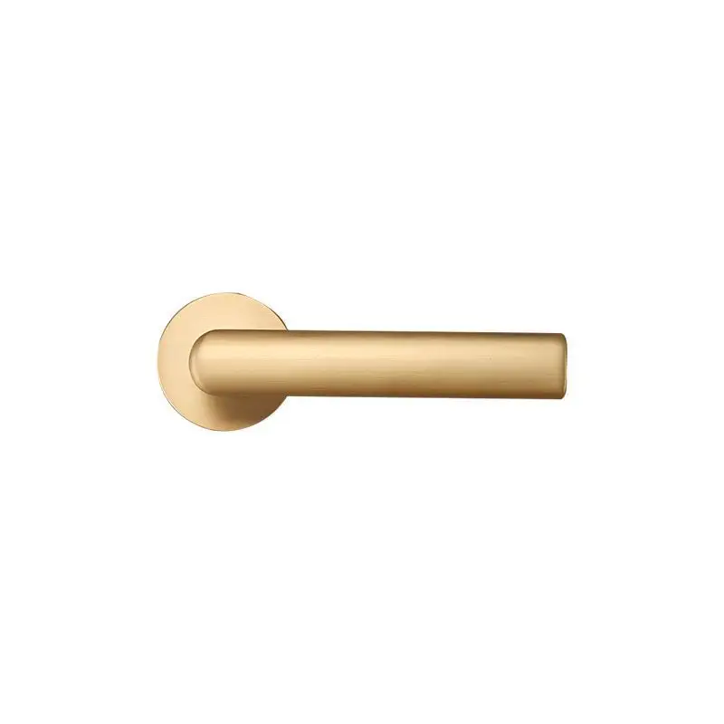 Luxury Zinc Alloy Brushed Brass Wood Door Handle with Lock for House Decoration
