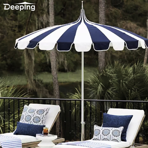 Parasol Glamping personalizado con rayas azules y blancas, decoración de jardín, restaurante, piscina, playa, sol, pagoda, sombrilla - Product Image 1