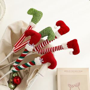 Adornos de LingKai para Eventos Temáticos de Santa Claus: Pierna de Elfo DIY, Gorro Tejido y Bastones de Caramelo - Product Image 2