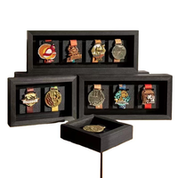 Cadre de présentation de médailles en bois noir de qualité supérieure, boîte à ombre profonde avec façade en verre, support mural ou de table pour médailles de marathon