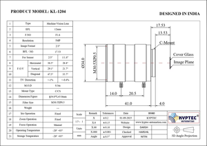 เลนส์วิชันซิสเต็มขนาด 12 มม. พร้อมเลนส์ขนาด 5 ล้านพิกเซล และรูปแบบ 2/3 นิ้ว - Product Image 6