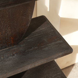 Libreria Moderna Nera in <span class=keywords><strong>Legno</strong></span> Massello, Scaffale Geometrico Grande Stile Wabi Sabi <span class=keywords><strong>per</strong></span> Soggiorno - Product Image 4
