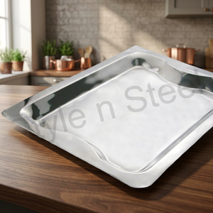 Plateaux rectangulaires de divertissement écologiques contemporains en acier inoxydable avec plaque épaississante pour la cuisine - Product Image 4