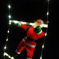 3 M Père Noël Cordes lumineuses à LED Échelle d'escalade Lumières de Noël Pendentif de fenêtre murale de Noël Ornements de fête d'arbre de Noël USB