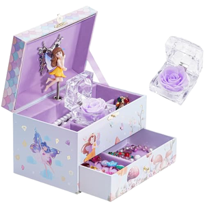Moderna Caja Musical para Joyas de Doble Capa con Forma Cuadrada y Cajones, Material de Cartón - Product Image 1