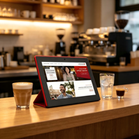 Tablette tactile Android en libre-service 15,6 pouces avec support en forme de L, puce RK3568, matériel et cadre, éclairage LED en option pour magasins de détail et hôtels