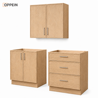 Armoires de cuisine OPPEIN en chêne blanc naturel, style Shaker fin, prêtes à assembler (RTA), en kit, pour projets d'appartements