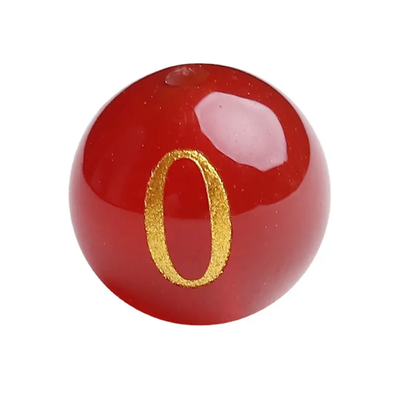 8mm 10mm pierre naturelle rouge cornaline agate dorure sculpture chiffre cristal chiffres arabes perles en vrac pour bijoux à bricoler soi-même