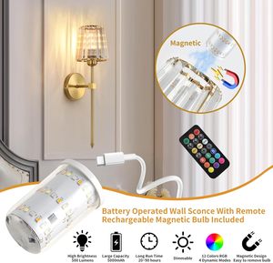 Tsinye Battery Operated <strong>Wall</strong> Sconce <strong>Dimmable</strong> <strong>Wall</strong> <strong>Light</strong> with Remote Control Modern Wireless <strong>Wall</strong> <strong>Light</strong> for Bedroom Living Room - Product Image 5