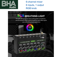 Amplificateur de mixage microphone BHA MIX600-PRO 6 entrées 1 sortie avec prise jack 6,35 mm et bouton RGM pour studio d'enregistrement, nouvelle arrivée, logo OEM