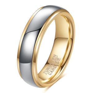<b>Tungsten</b> Carbide Two Tone Gold Ring 6mm Round Wedding Band Unisex Fashion Jewelry - Product Image 5