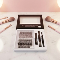 Kit de cils en grappe DIY personnalisables en gros, 30D+40D, 9-16mm, volume, en cheveux synthétiques, faux cils de longueurs mixtes