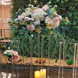 Centro de mesa de Metal/acrílico, soporte de centro de mesa de boda de oro blanco transparente - Product Image 2