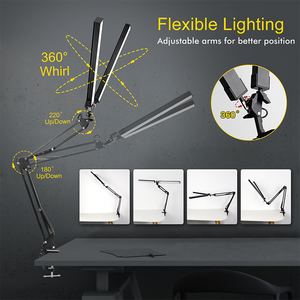 Lámpara de Escritorio LED <span class=keywords><strong>Articulada</strong></span> y Plegable de Doble Cabezal, Moderna, de Aluminio, con Iluminación de Gran Angular, Brazo Flexible, Lámpara DC para Sala de Lectura - Product Image 5