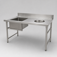 Meja Cuci Piring Stainless Steel Perak dengan Sandaran, Dapat Dilepas, Layanan Satu Atap Langsung dari Pabrik Foshan